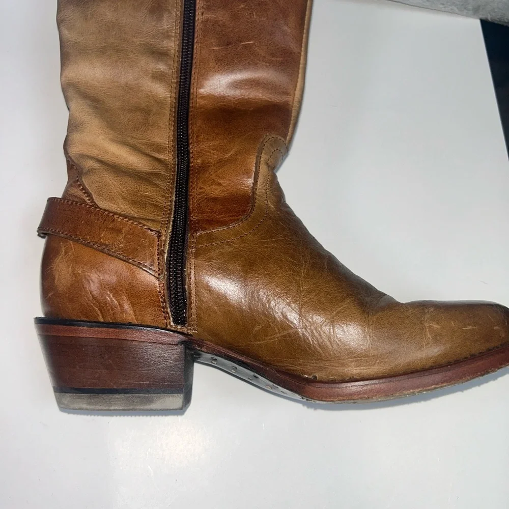 Red Hawk Austria vintage tan floral leather boots - Picture 10 of 13